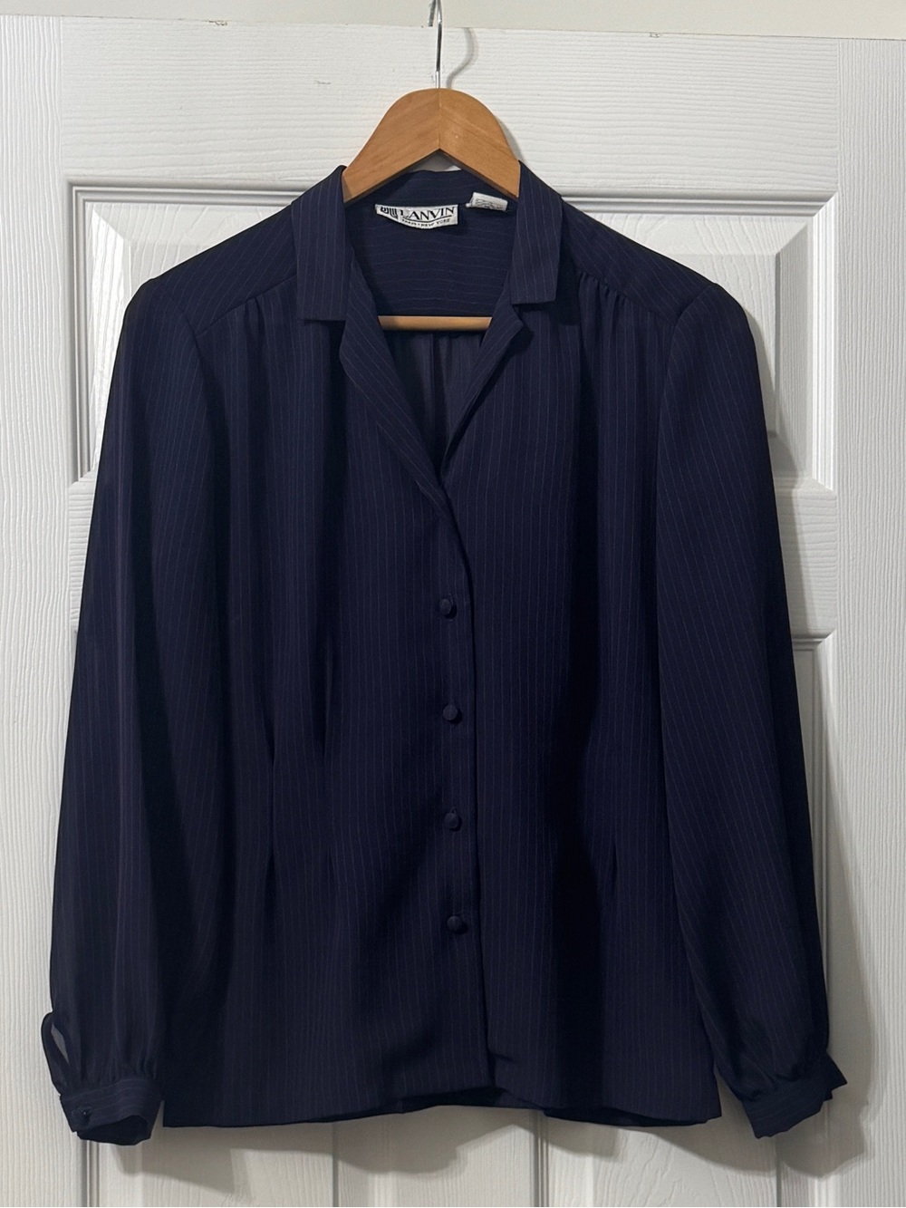 Lanvin vintage blue striped button down blouse